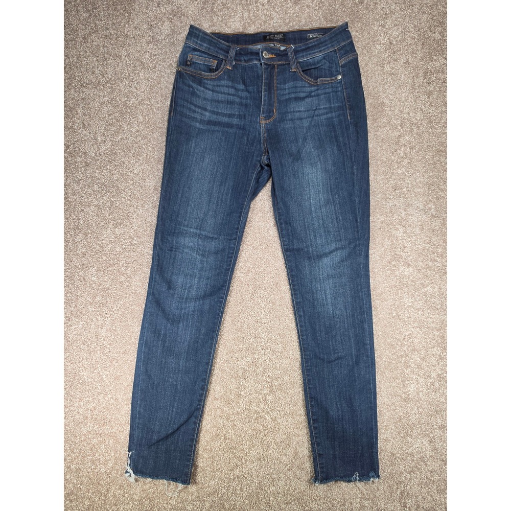 Judy Blue Skinny Fit Dark Wash Raw Hem Jeans JB82201DK Size 7/28